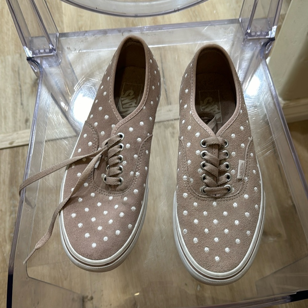 Vans Tan Suede Platform Polka Dot Sneakers